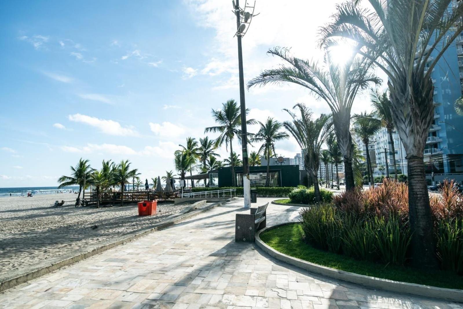 Frente Vista Mar Com Varanda Wi Fi 300Mbps E 10M Da Praia Da Tupi - Estacionamento Gratuito Praia Grande  Esterno foto